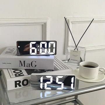 Nordic silver LED digital clock with large display