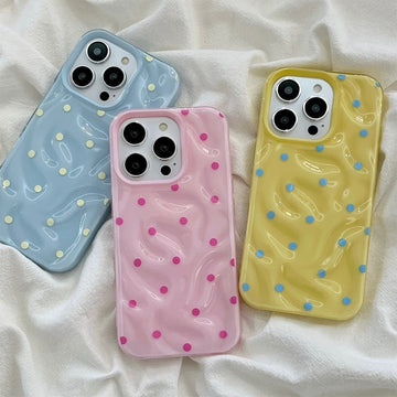 Glossy polka dot iPhone case from The Feelz Store β cute, protective, and aesthetic