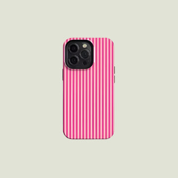 Pink striped aesthetic phone case for iPhone 16, 15, 14 Pro Max