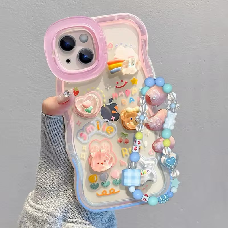 Protective Aesthetic Phone Case with Beaded Holder