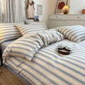 Preppy aesthetic bedding set with natural light and decor