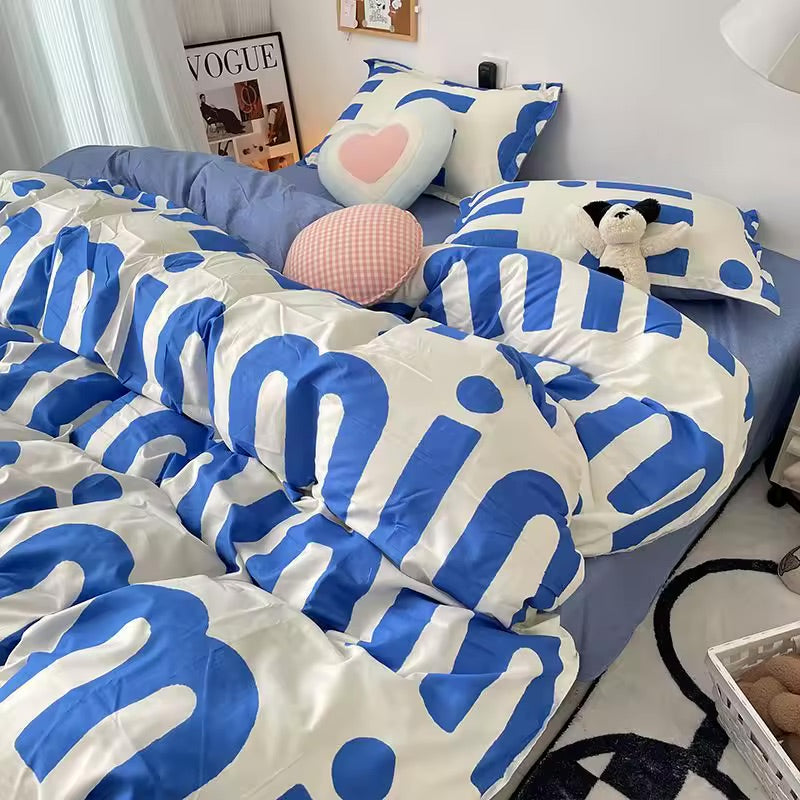 Teen girl’s cozy room with statement bedding