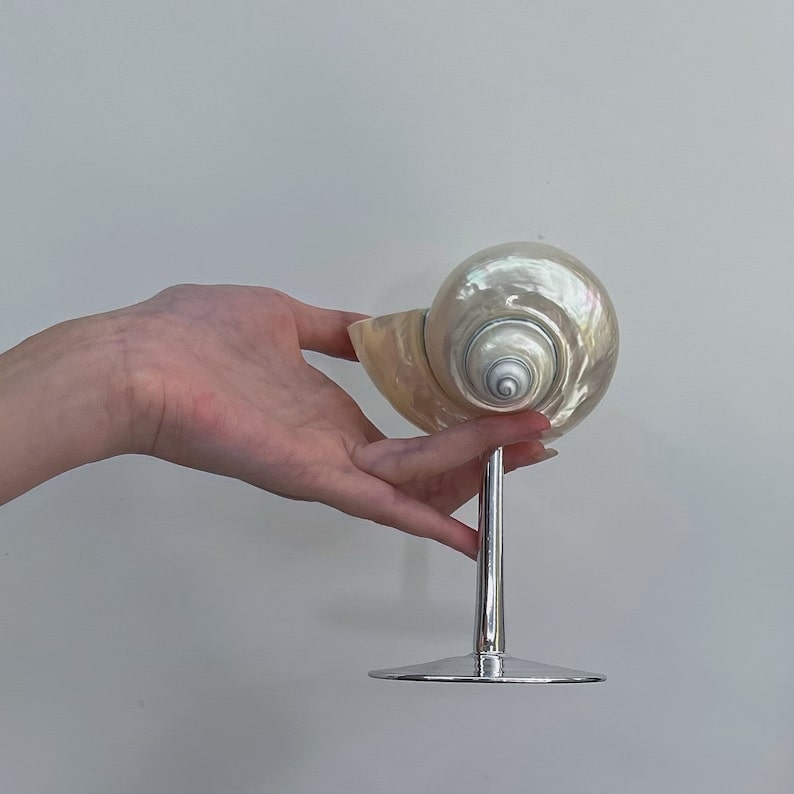 Handmade Martini Glass - Natural Conch Shell Design