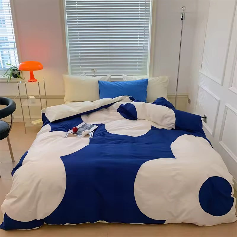 Dreamy blue floral bedding with oversized prints for soft girl rooms