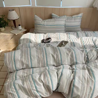 Retro Blue Striped Duvet Cover Set