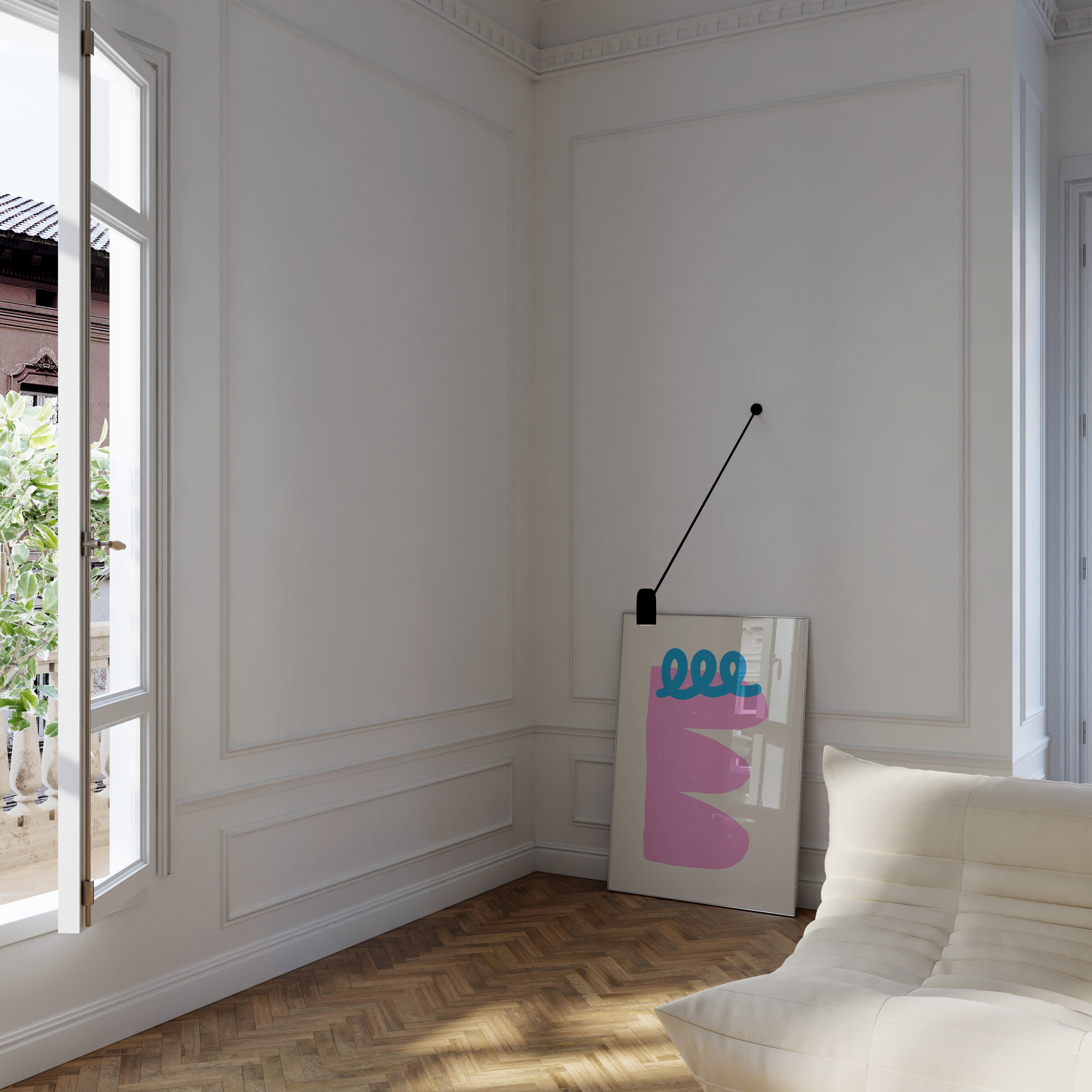 Abstract shapes in soft yet bold colors, designed for modern room