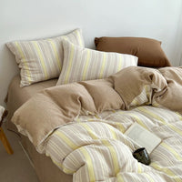 Butter Yellow Striped Duvet Cover Set