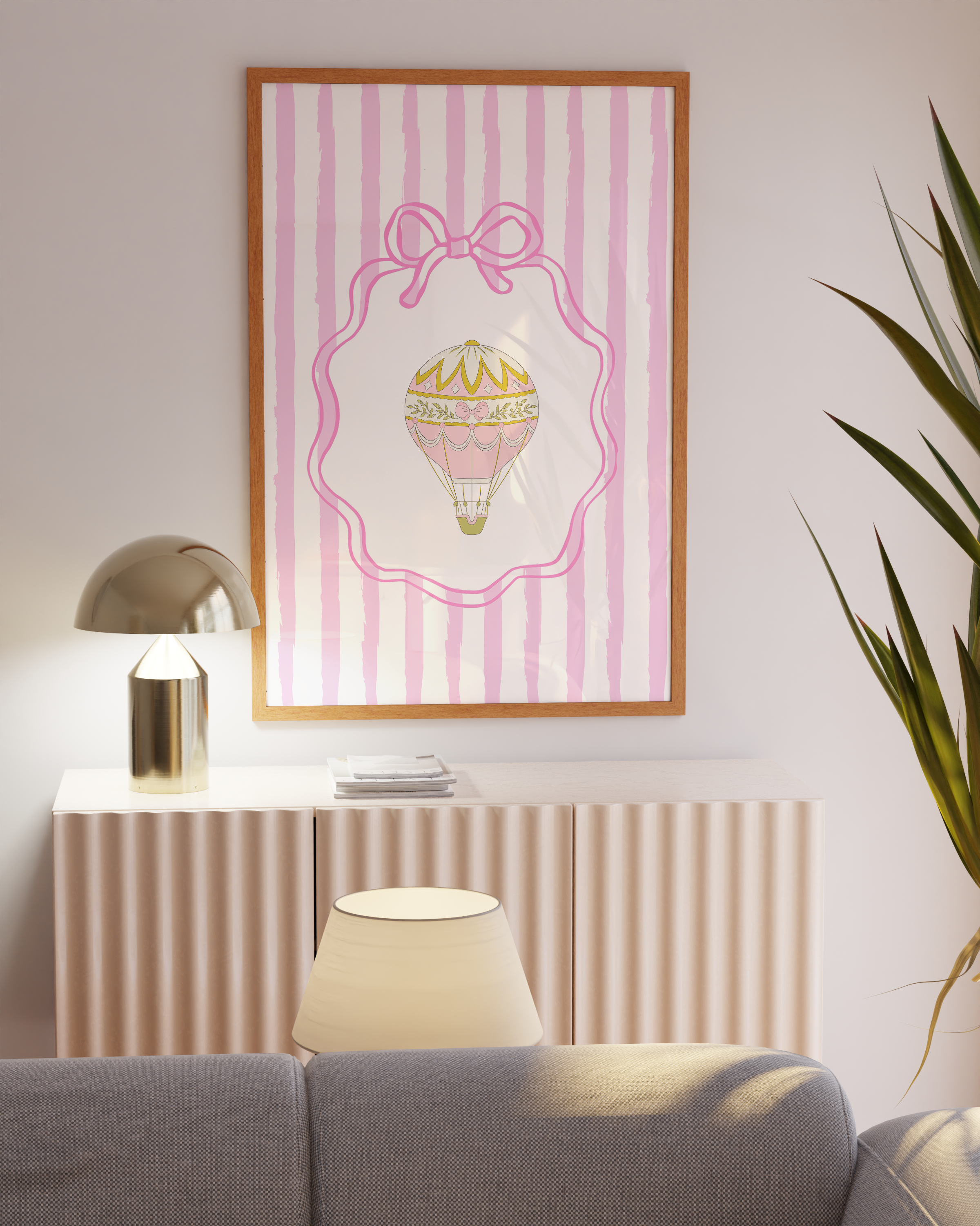 Vintage French circus nursery poster with pink and green candy stripe design, great for newborn gifts.