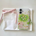 Kidcore cat clover iPhone case with wrist charm