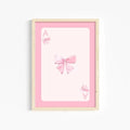 Canvas painting of cherries tied with a bow for aesthetic soft girl decor.