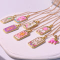 Pink tarot card pendant necklace, a stylish accessory for lovers of the occult.