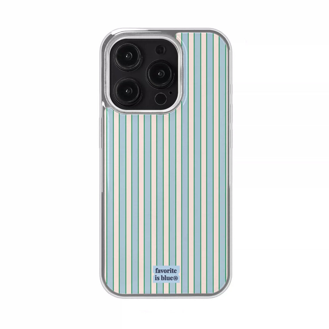 Phone case with blue and green striped pattern on a white background