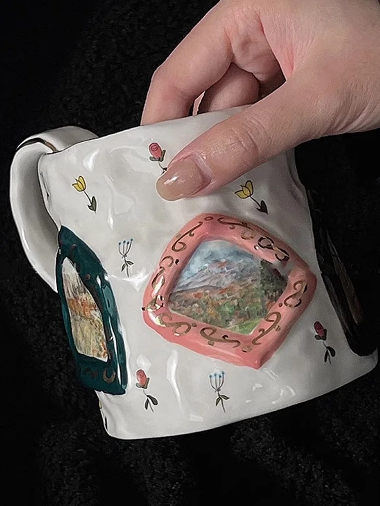 Creative Ceramic Milk Mug – Hand-Painted and Stylish