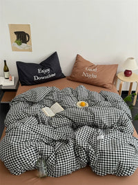 Pastel Creamy Pink Gingham Bedding Set