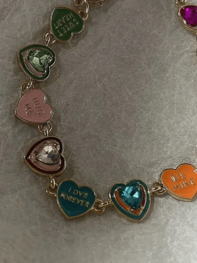 Joyful hearts link bracelet, dainty and vibrant