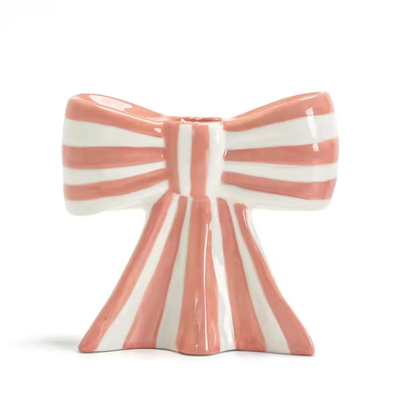 Bow-shaped ceramic candlestick holder for wedding table styling