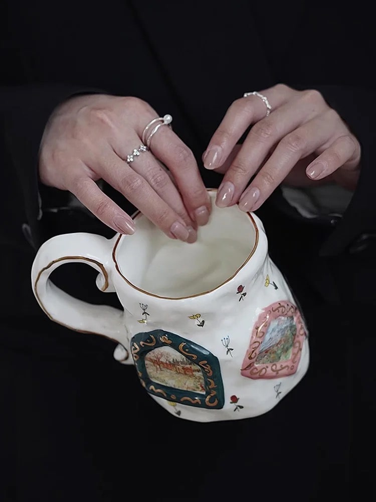 Decorative Ceramic Cup – Large Capacity Coffee Mug