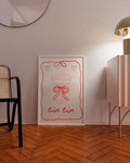 Dopamine decor poster with vibrant red text and retro wine art elements for Gen Z spaces