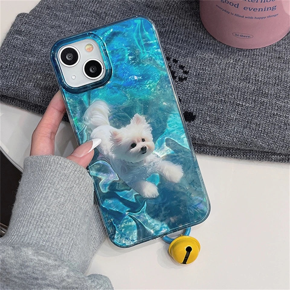 Unique dog iPhone case with ripple design, ideal Christmas gift for pet lovers
