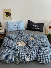 Pastel Creamy Pink Gingham Bedding Set
