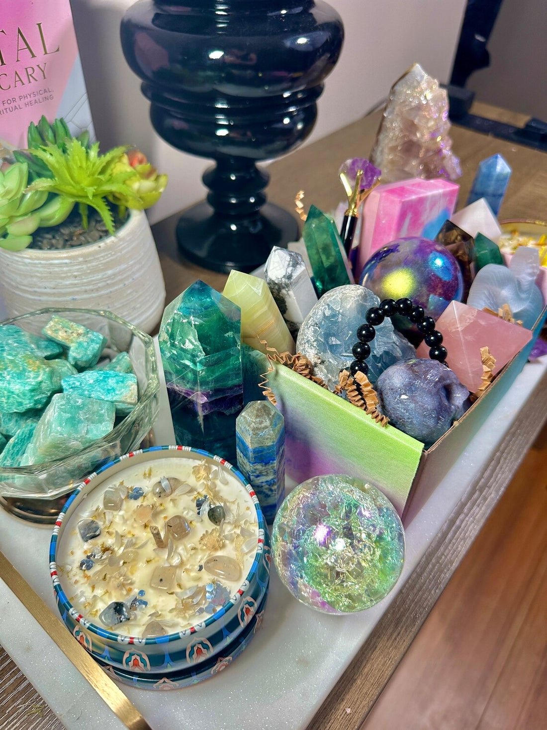 Mystery crystal box with healing crystals