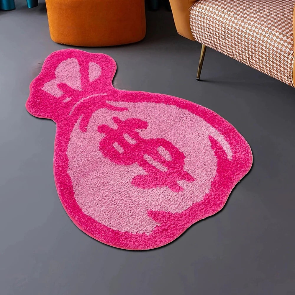 Handmade Fluffy Pink Tufted Rug – Preppy Room Decor