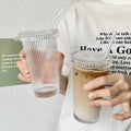 Transparent borosilicate glass cup with ribbed design