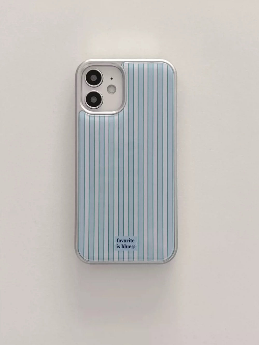 Phone case with striped pattern on a light gray background