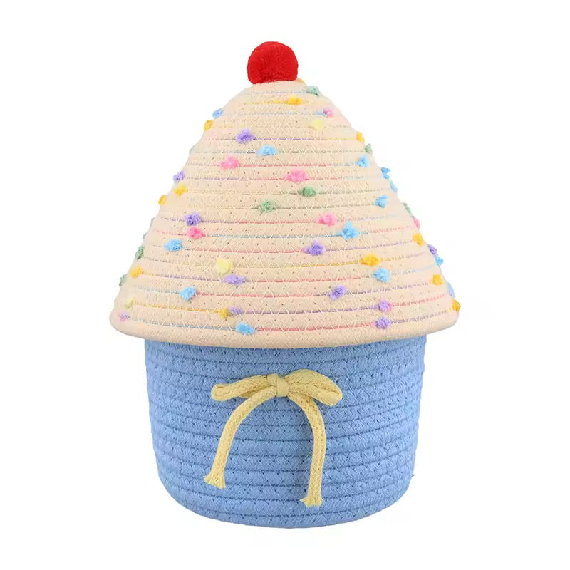 Fun pastel rope organizer for small clutter and accessories.

