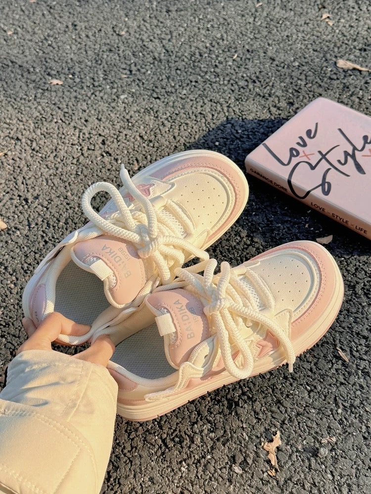 Korean-inspired casual pink platform shoes