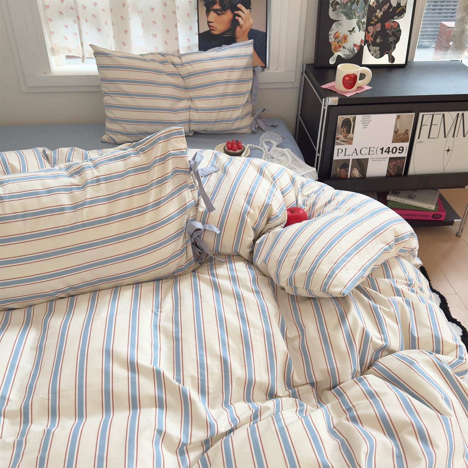 Korean bedding set with calm cozy morning vibe