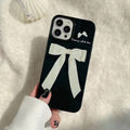Retro Korean Ribbon Phone Cover – Cute Coquette Bowknot iPhone Case in Black for iPhone 7, 8 Plus, X, XS, XR