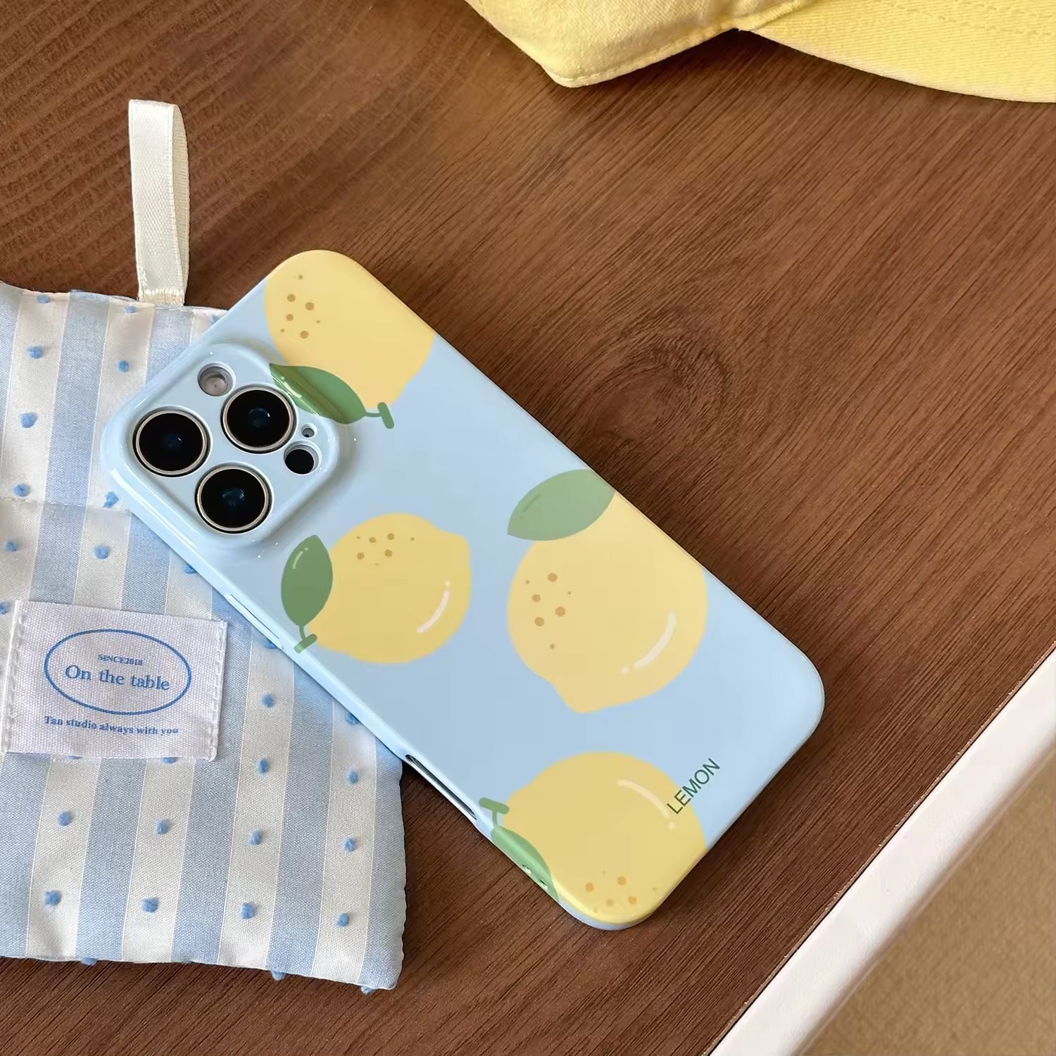 Yellow lemon iPhone 12 Pro Max case with soft silicone frame