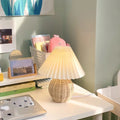 Living Room Decoration – Vintage Rattan Pleated Table Lamp