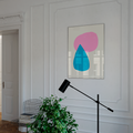 Pink and blue abstract wall art print with bold dopamine colors for modern rooms