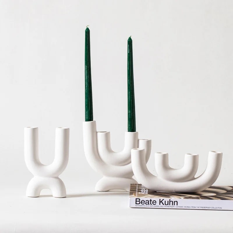 Minimalist ceramic candle holder with Nordic design
