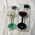 Minimalist Y2K iPhone Case – Red Wine Glass Design Transparent Cover for iPhone