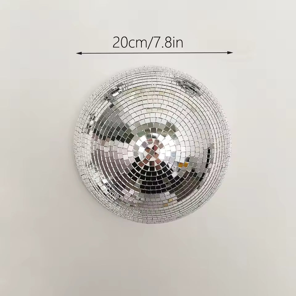 Round mirror with dimensions labeled on a plain background
