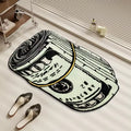 Funny dollar rug placed beside a bed, ideal for dopamine decor setups