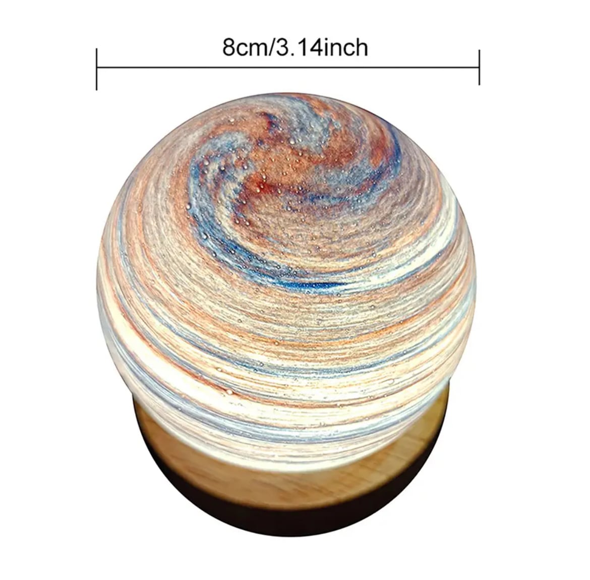 Wooden base USB-powered 3D moon lamp for stylish decor