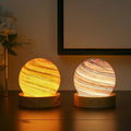 LED glass moon lamp with wooden stand, ideal for holiday gift