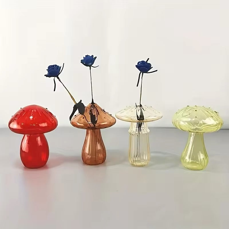 Colorful Glass Mushroom Bud Vase for Floral Decor