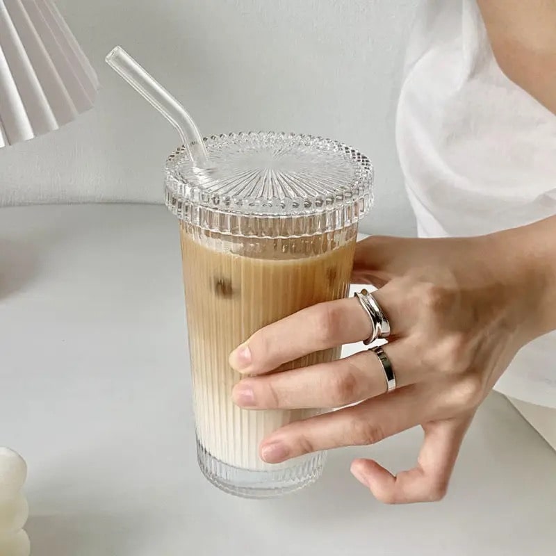 Minimalist striped tumbler for coffee and juice