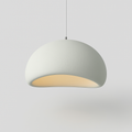 White textured dome chandelier in a Japandi-style living space