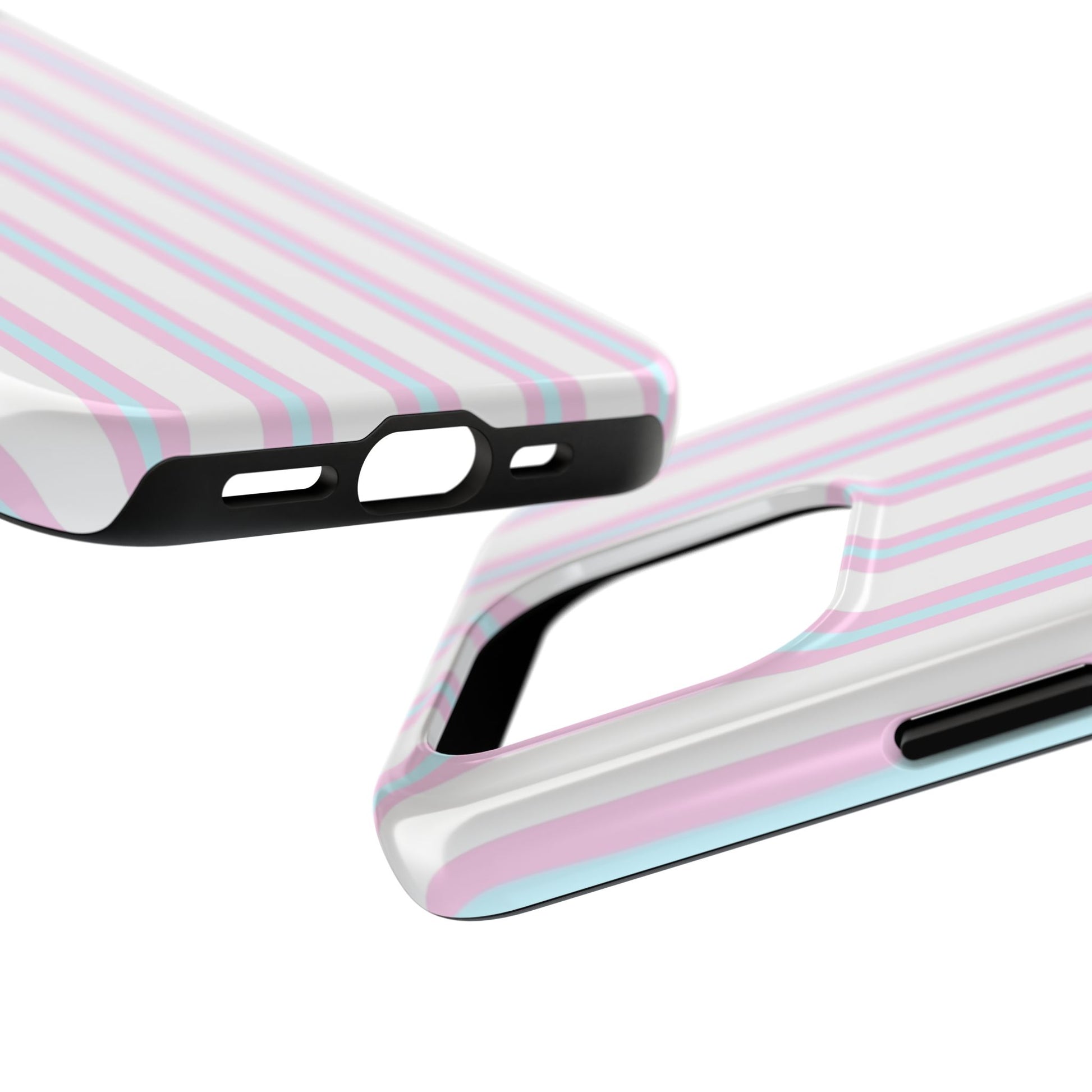 Two striped phone cases on a white background