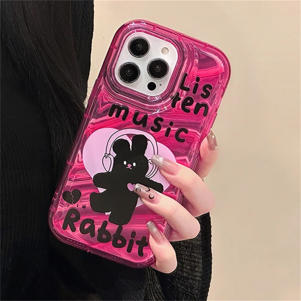 Pink Wavy Bunny Y2K Phone Cover for iPhone Models