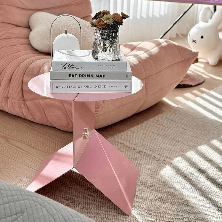 Pink Round Side Table for Living Room