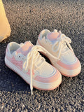 Comfortable pink sneakers with thick sole