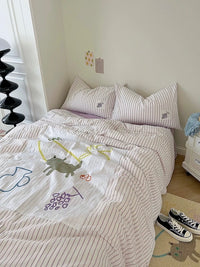 Purple Applique Duvet Cover Set