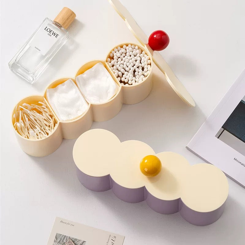 Aesthetic makeup box with lid and ball knob, perfect for pastel room and vanity decor